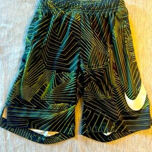 Boys dri- fit shorts, green and black